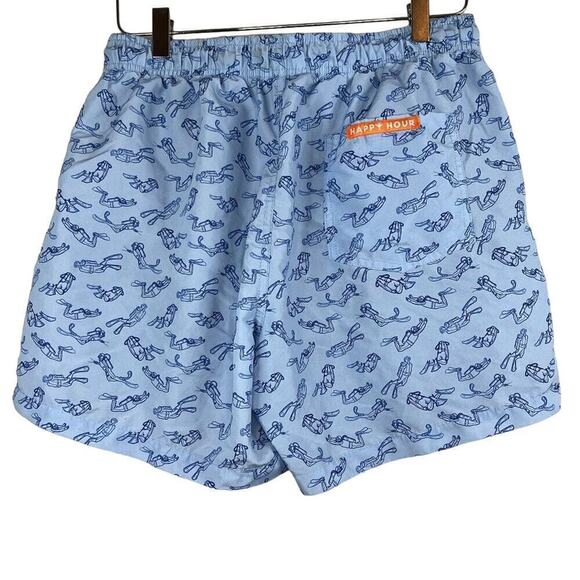 Happy Hour Scuba Diver Blue Swim Short Trunk Men's Size L - Picture 6 of 7